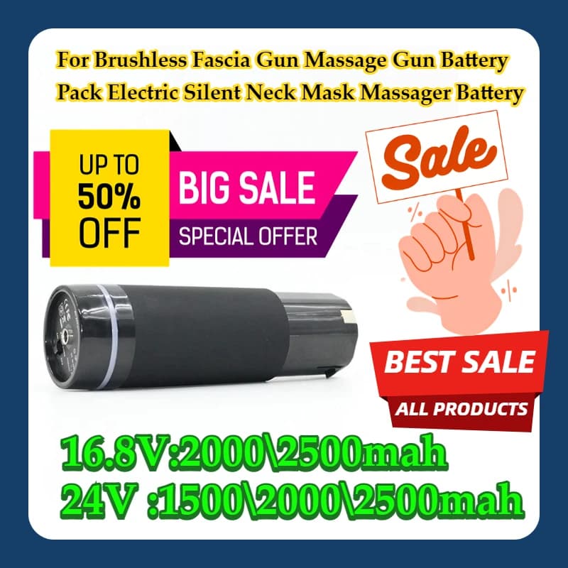 For massage gun with brushless band, battery pack, electric silent neck mask, massager battery 16,8 V/24 V