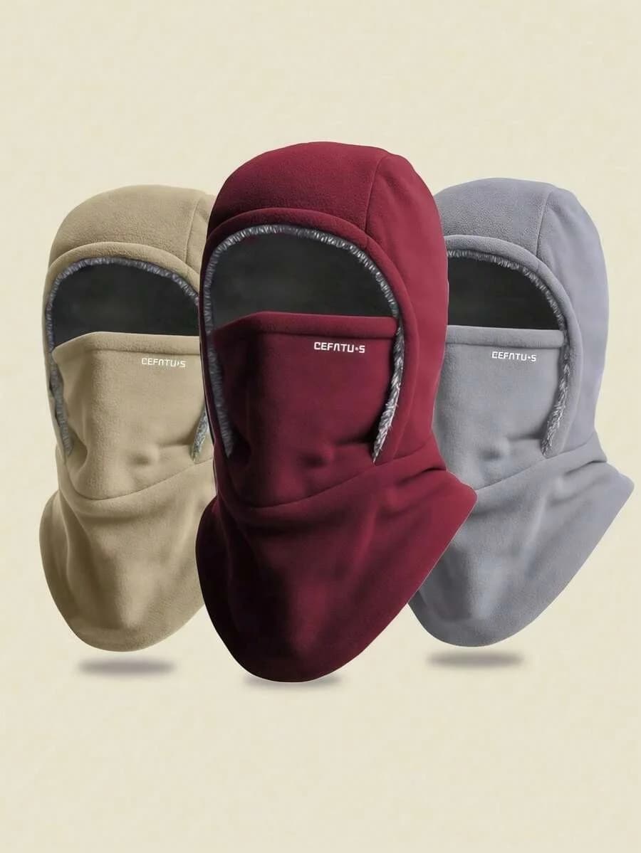 Cappello Invernale Unisex Tinta Unita con Maschera Integrata, Scaldacollo Termico Antivento per Uso Esterno