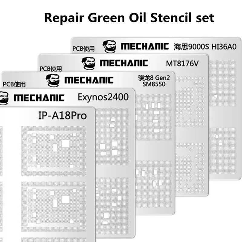 MECHANIC COM80 Green Oil Net Kit for IP Qualcomm MTK SAMSUNG Hisilicon Motherboard Paint Peeling Repair Soldering Tin Steel Net