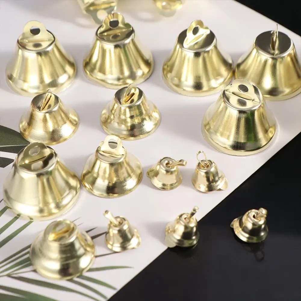 50pcs Gingle Bell Jewelry Materials Gold Small Bell DIY Crafts Multi Size Jingle Bell Pendants Wind Chime Small Horn Christmas