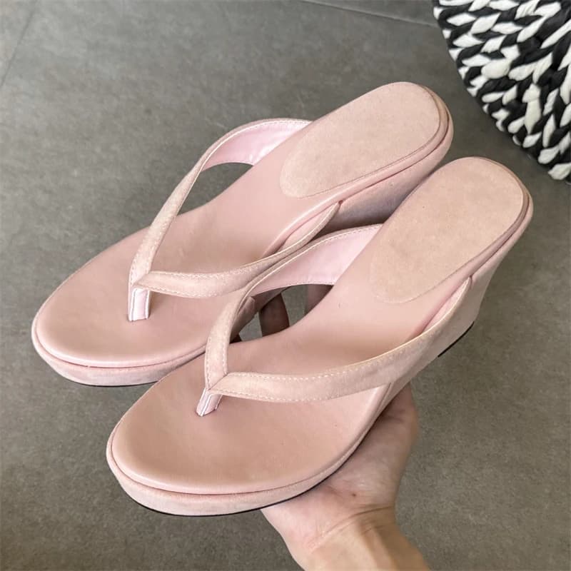 Eilyken Chunky Platform Wedges Women Slippers Street Style High Heels Shoes Summer Round Clip Toe Shallow Flip Flops Pumps