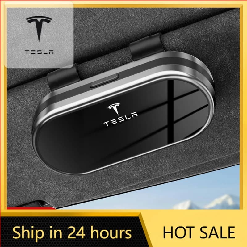 Car Sticker Car Glasses Clip Sunglasses Box Sun Visor Eyeglasses Card Ticket Holder For Tesla SpaceX Model 3 Y S X Cybertruck Co