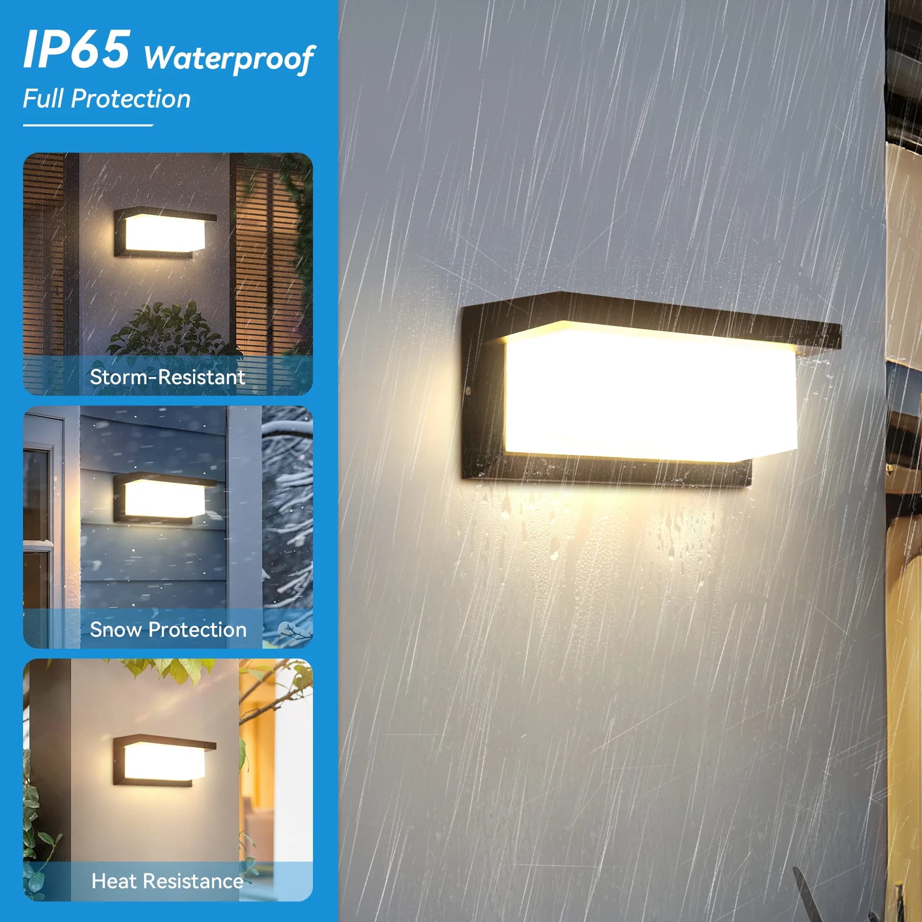 Lampada da parete moderna quadrata LED Montaggio da incasso Nero Decorazioni per la casa Sconce IP65 Impermeabile per balcone Soggiorno Camera da letto 25W