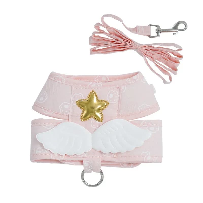 Collana con imbracatura per cani e gatti Collare con guinzaglio Articoli per animali domestici Accessori Imbracatura per gilet con ala d'angelo Kawaii per cani Gatti Forniture personalizzate
