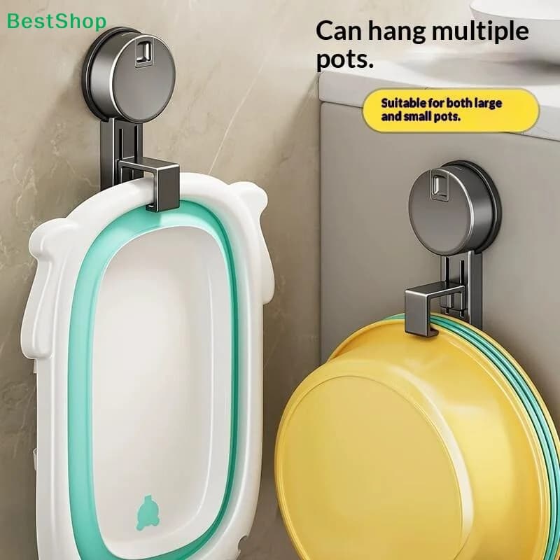 Suction Cup Hook Wall Mounted Washbasin Storage Rack Multifunctional Hooks For Hanging Clothes Towel Basin Home Organizer