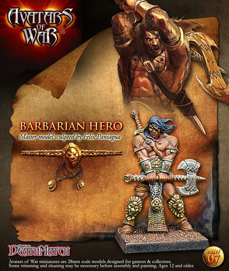 Kit modello in resina Avatars of War 28343 Scultura non assemblata dell'eroe barbaro per modellisti
