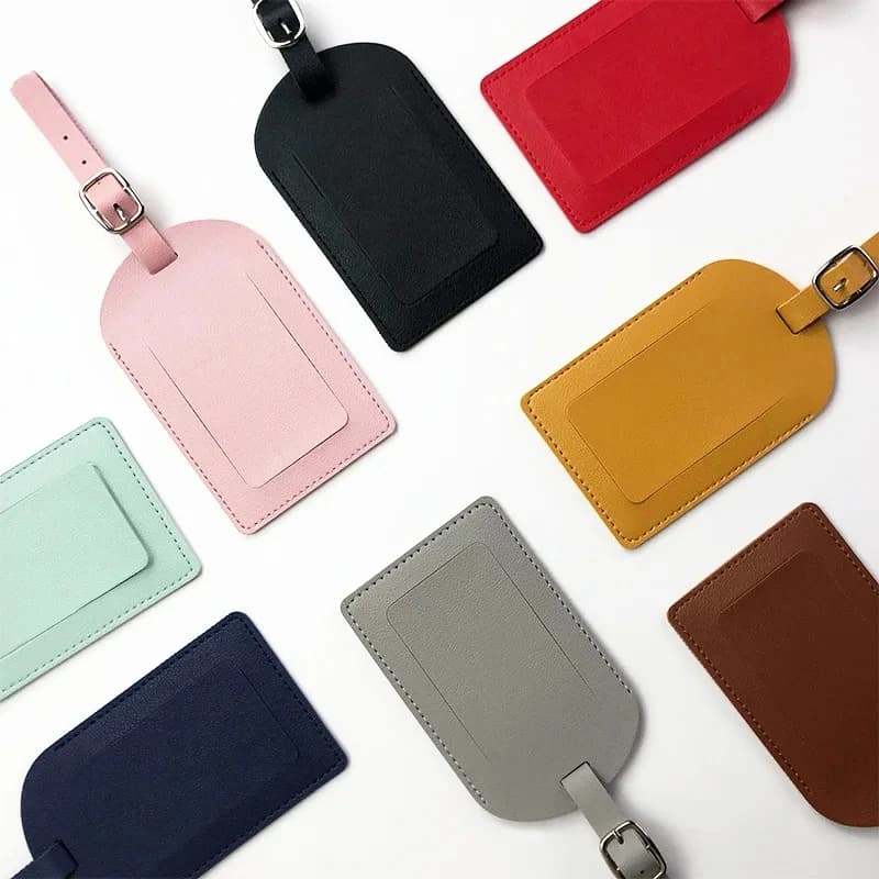 Etichetta per Bagagli in Pelle PU per Uomo e Donna, Porta Indirizzo e Nome per Valigie, Accessori da Viaggio
