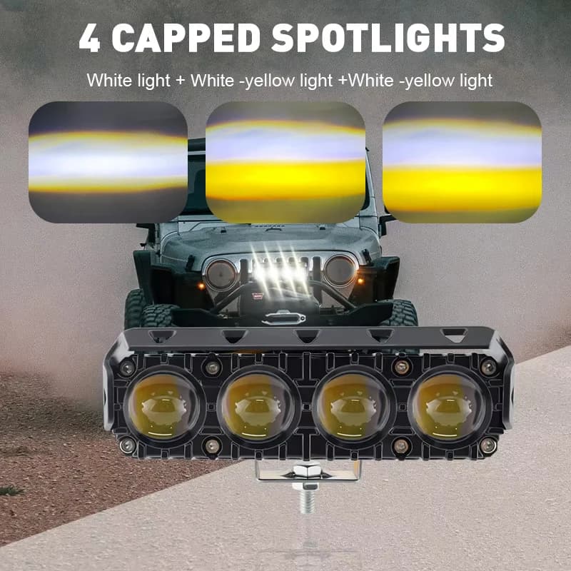 Faretto per moto Faro Faretto a LED 4 lenti Luce ausiliaria ad alta potenza per fendinebbia per camion fuoristrada per auto moto