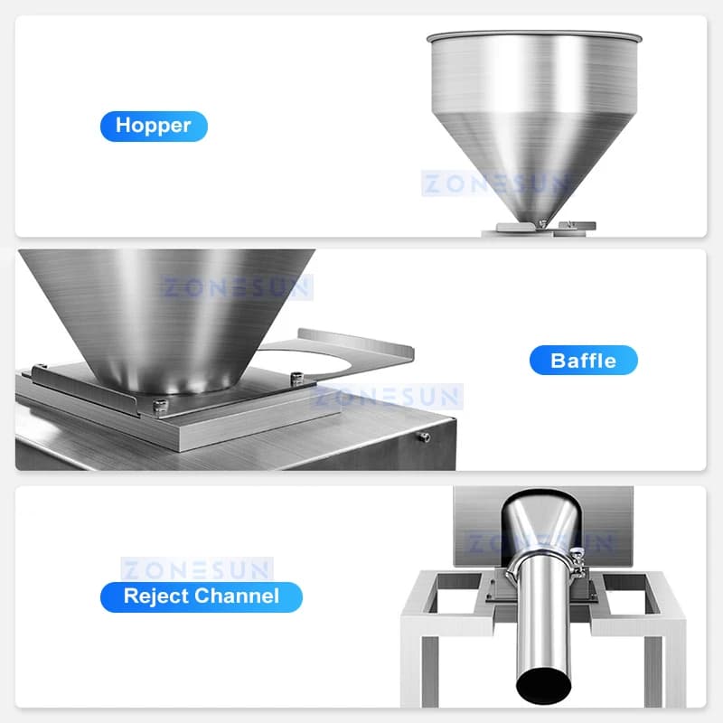 ZONESUN Gravity Metal Separator ZS-MS1 Stainless Steel Coffee Bean Plastic Granule Pellets Metal Detector Sorting Machine