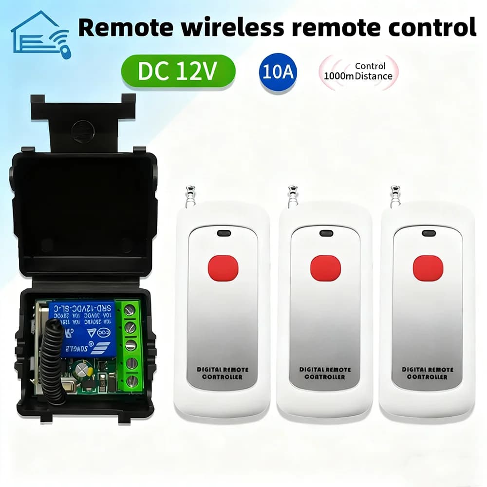 Interruttore remoto per cancello per uso generale Ricevitore di segnale wireless DC RF 433 MHz da 12 volt Piccolo modulo fai-da-te per porta del garage LED l