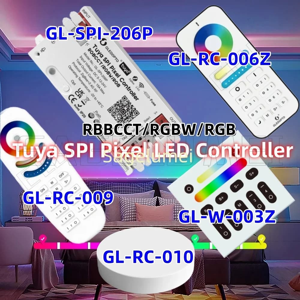 NEW ZigBee GL-SPI-206P SPI Pixel LED Strip Light Controller Smart Life APP Control Dynamic Static Mode Music For RGBCCTIC RGBIC