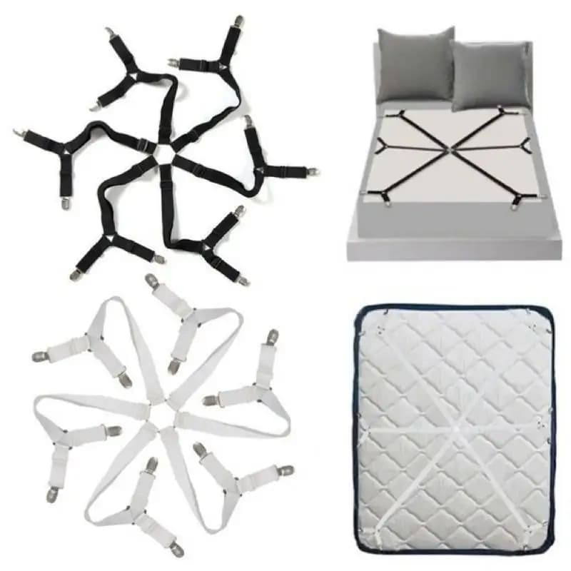 1/2/3PCS Elastic Adjustable Bedlinen Support Mattress Fixing Clip Cover Covers Anti-slip Fixing Belts Black/White