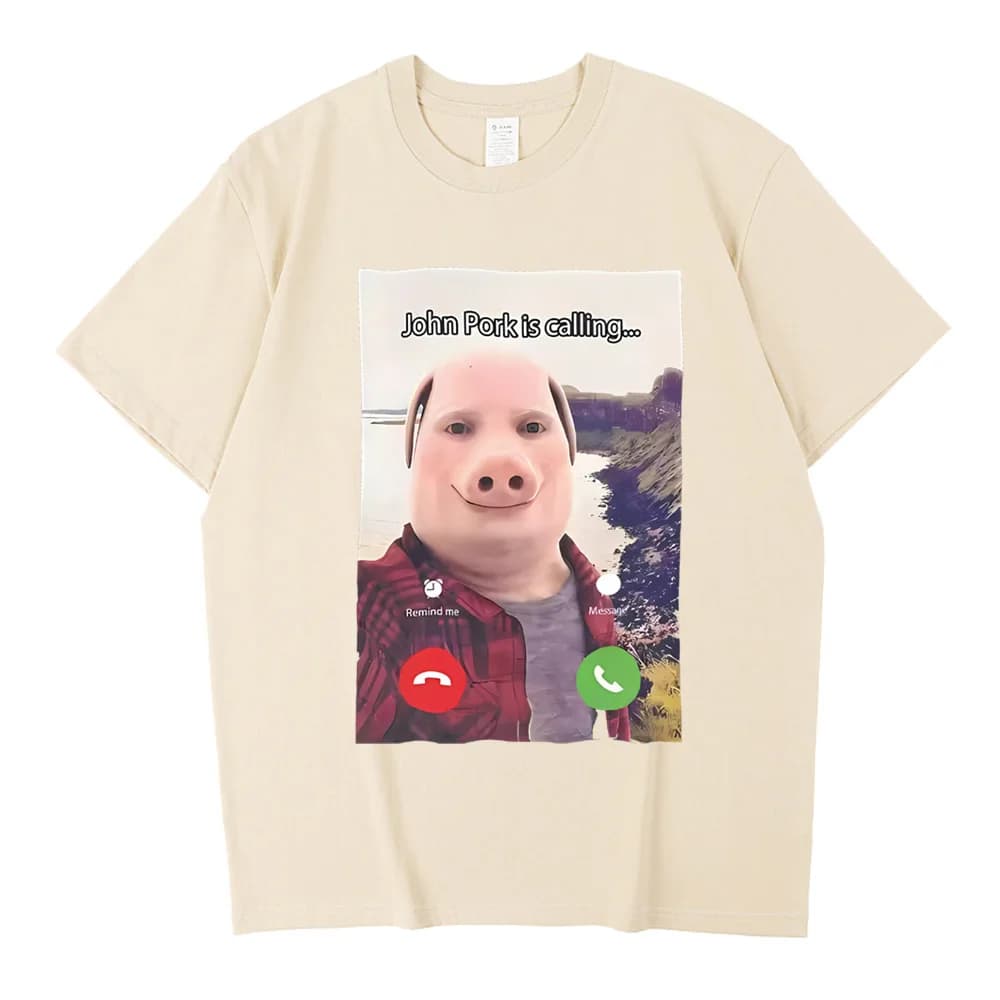 John Pork cotton t shirt men Classic Retro streetwear 2000s Grunge 80s shirt 80s Trendy streetwear 2000s Pop Culture Comfortable