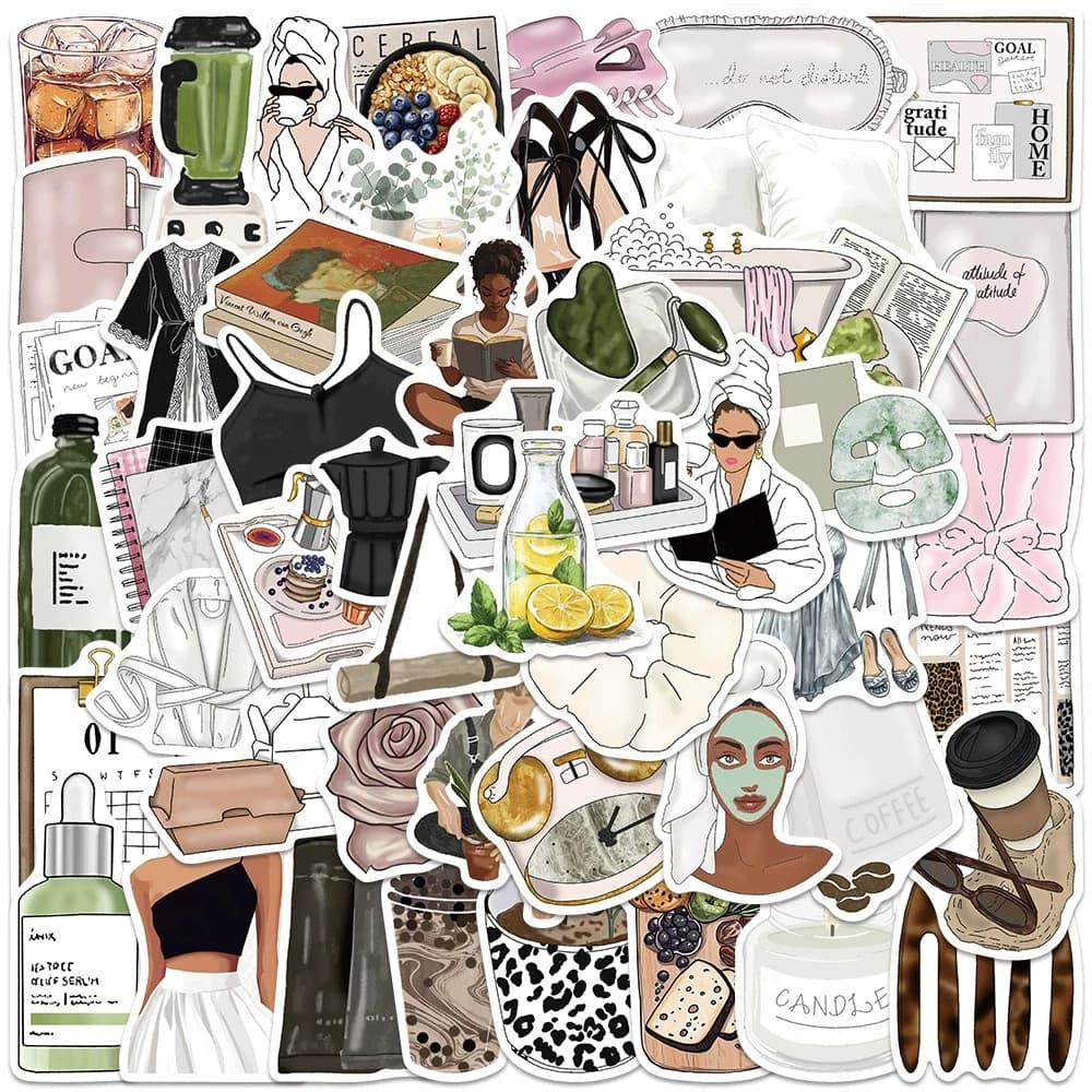10/30/50 Pezzi Adesivi Estetici Kawaii Cartoon Clean Girl, Stile Ins, Graffiti, per Valigie, Telefoni, Quaderni, Regalo