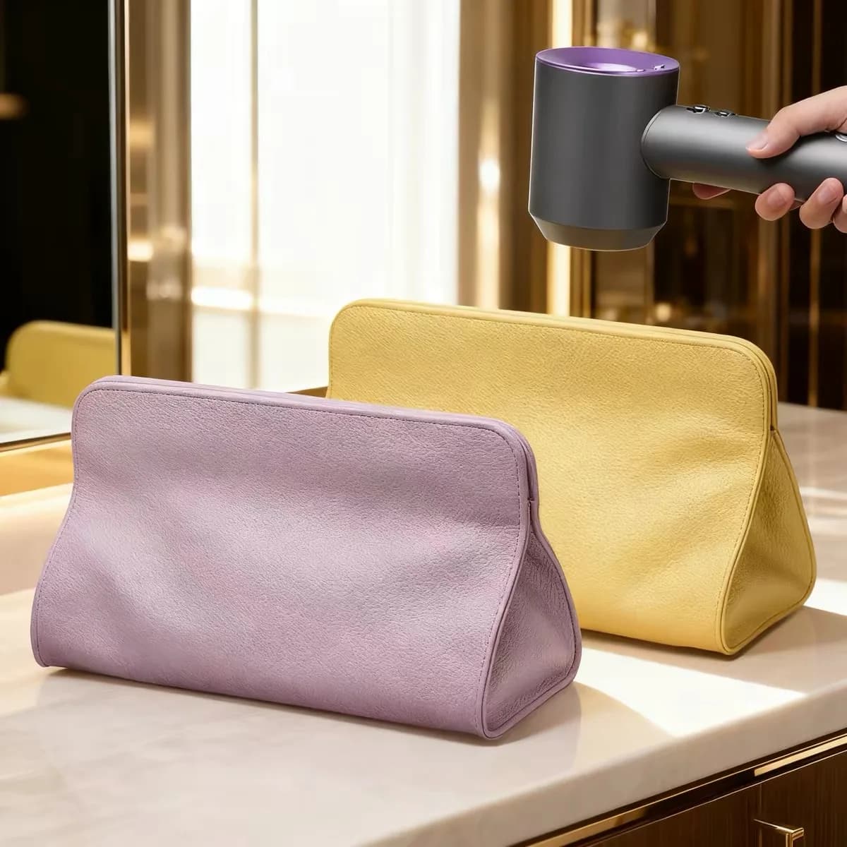 Borsa portaoggetti per attrezzi da parrucchiere Borsa portaoggetti per piastra per capelli e ferro arricciacapelli in pelle PU per uso domestico e in salone