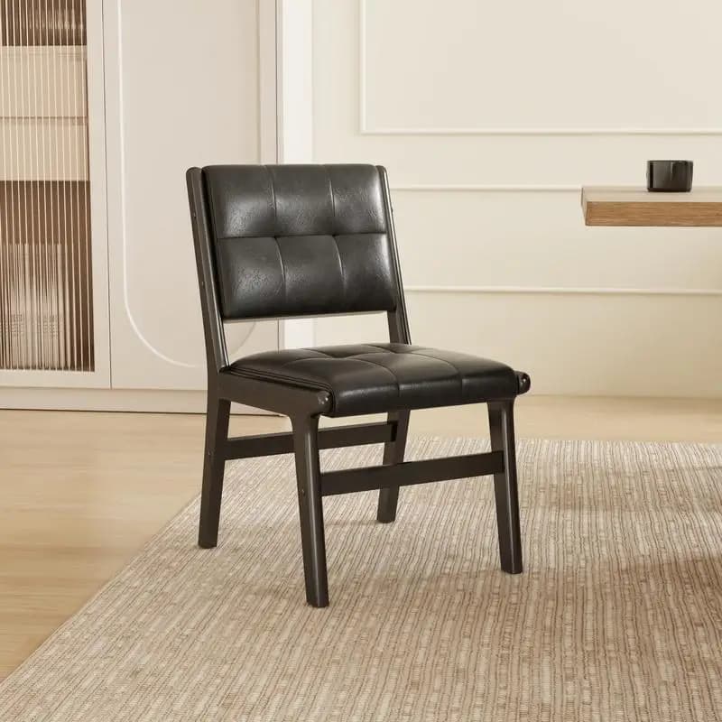 Set di 2 sedie da pranzo imbottite con gambe in legno, senza braccioli, adatte per cucina, sala da pranzo, soggiorno, camera da letto e