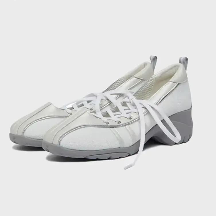 1 Spring Autumn Fashion Air Mesh Mary Janes Women Ballet Sneakers Breath Casual Sport Walking Loafers 5cm Heeled Vulcanize Shoes