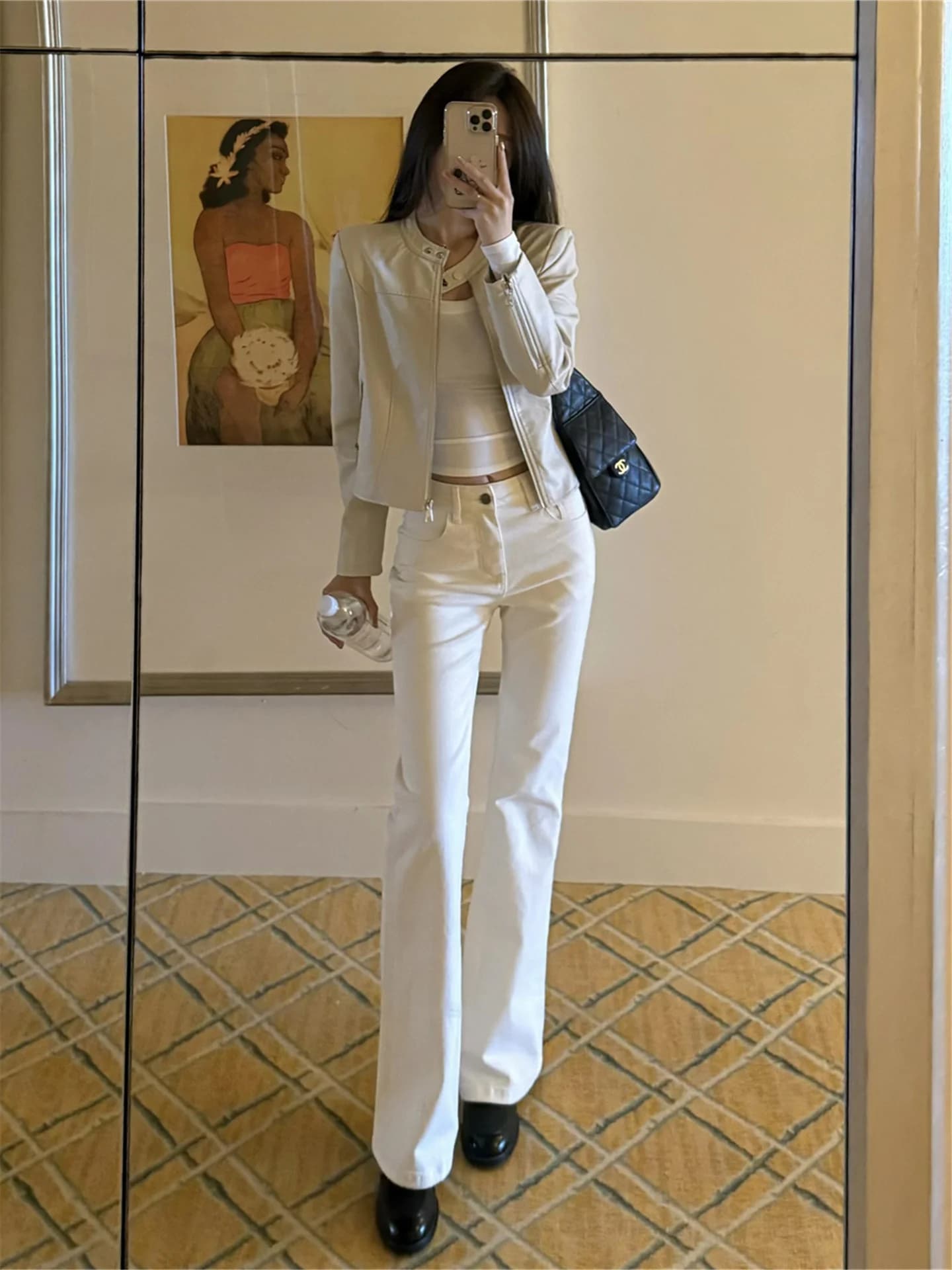 Jeans a Vita Alta da Donna, Slim Fit, a Zampa, in Denim, Casual Primaverile, Effetto Lavato, con Controllo Pancia, Leggings Lunghi