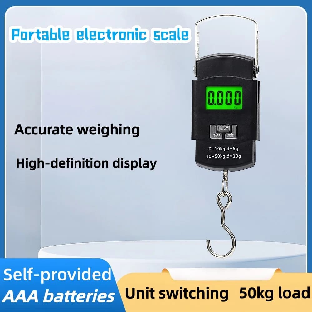 Portable Digital Hanging Scale, Max 50kg, Backlit Handheld Luggage Scale for Fishing & Parcel