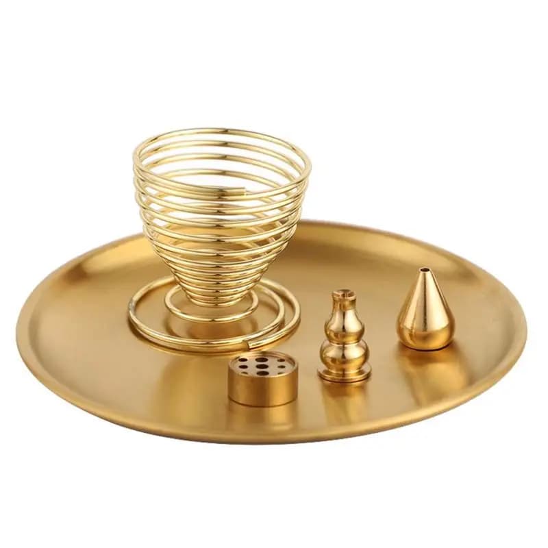 A56P-5Pcs Bruciatore, Portaincenso per Bastoncini e Coni di Incenso, Raccogli Ceneri in Ottone per Sala Meditazione e Yoga