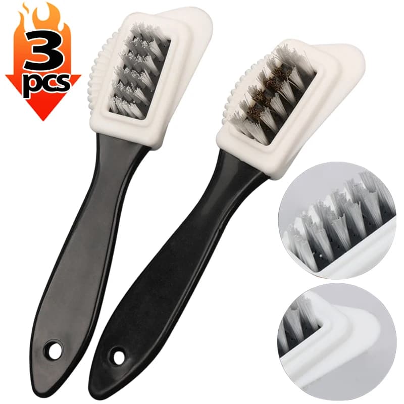 Kit per la pulizia delle scarpe 3 in 1 Spazzola per la pulizia delle scarpe in pelle scamosciata e nabuk per scarpe da ginnastica Stivali Scrubber multifunzionale con setole in filo di rame TPR