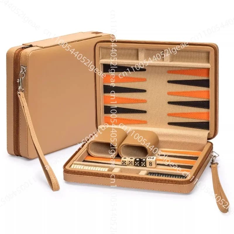 Scacchiera in Pelle con Retro in Acrilico, Edizione Mini da Viaggio