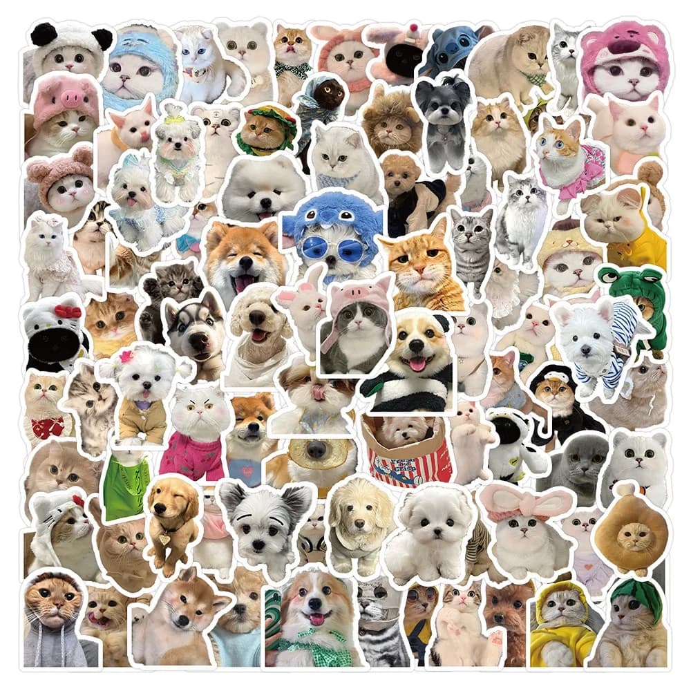 200 Adorabili Adesivi di Cuccioli e Gattini, Decorazioni Impermeabili per Cancelleria, Casco e Bicicletta Papery Pop Store