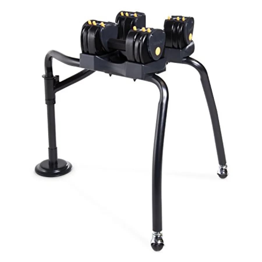 Set di manubri regolabili TurboBell con supporto, 24 libbre (coppia) per palestra domestica, in acciaio nero, design durevole e salvaspazio