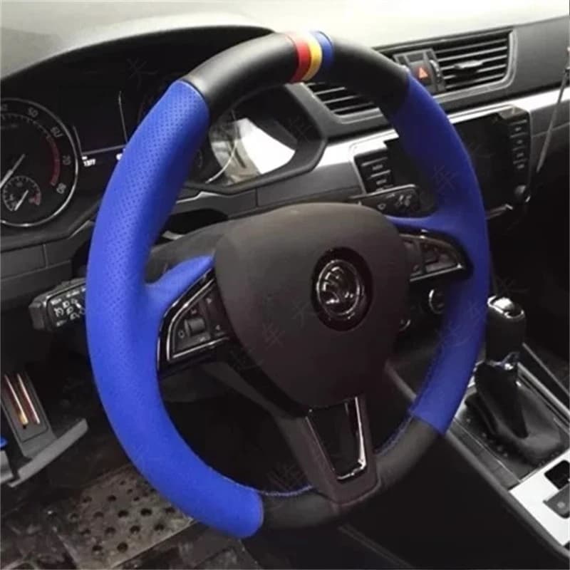 Black Blue Real Leather Car Cover Hand Sewn for Skoda Octavia 2017 Fabia 2016 2017 Rapid Spaceback 2016