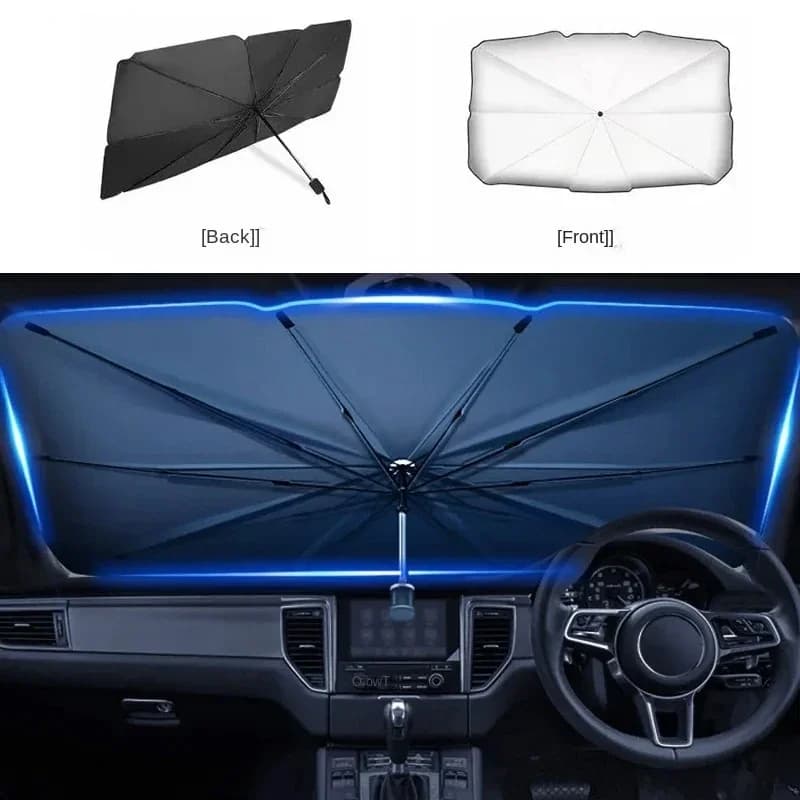 1PCS Large Anti UV Car Parasol Folding Sun Heat Insulation Umbrella Type Car Panels Glass Front Sunscreen Car Umbrella