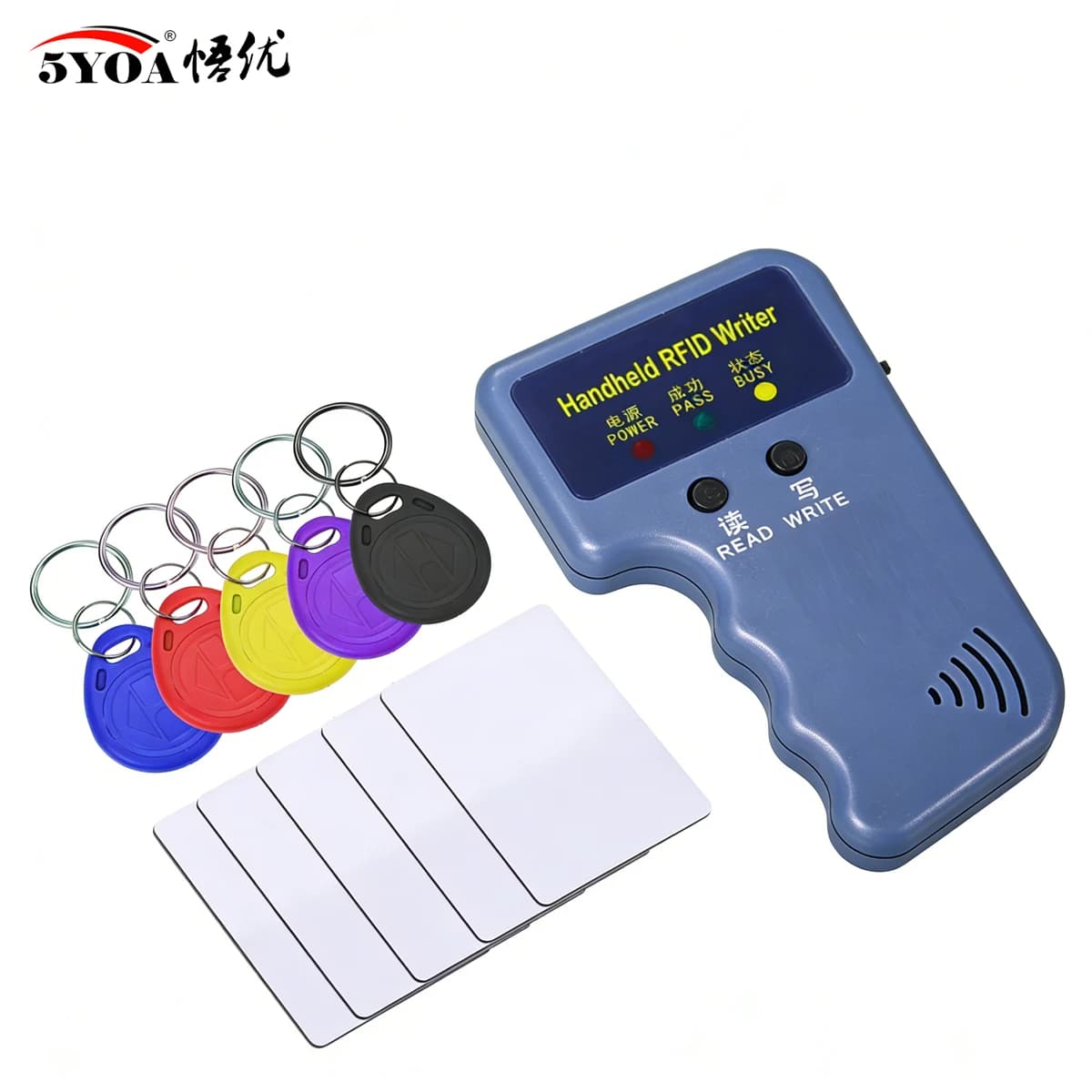 5YOA RFID Duplicator for Card ID 125KHz EM4100 5200, Tag Programmer and Rewritable Keychain T5577 for Access Control