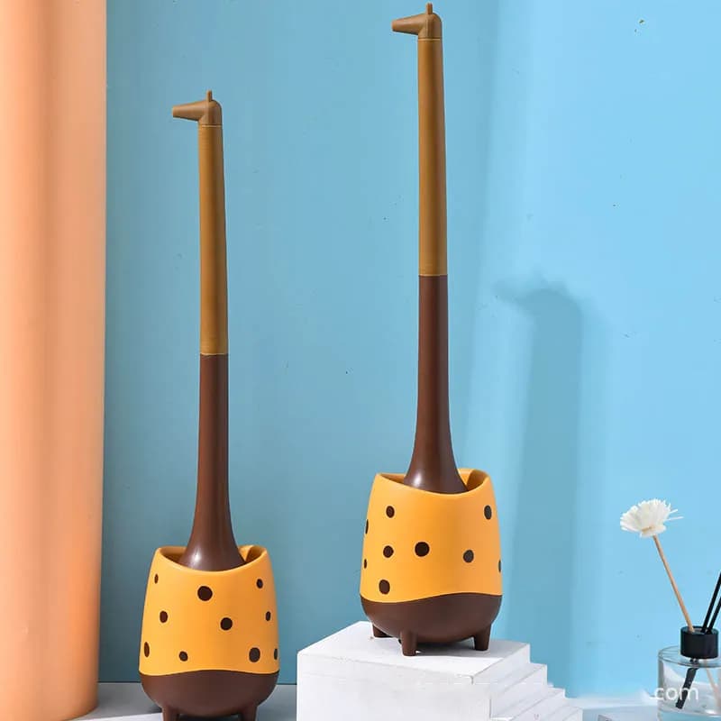 Nuovo simpatico scopino per WC giraffa senza angolo morto capelli morbidi per uso domestico creativo cartone animato scopino per la pulizia del bagno spazzola per fessure