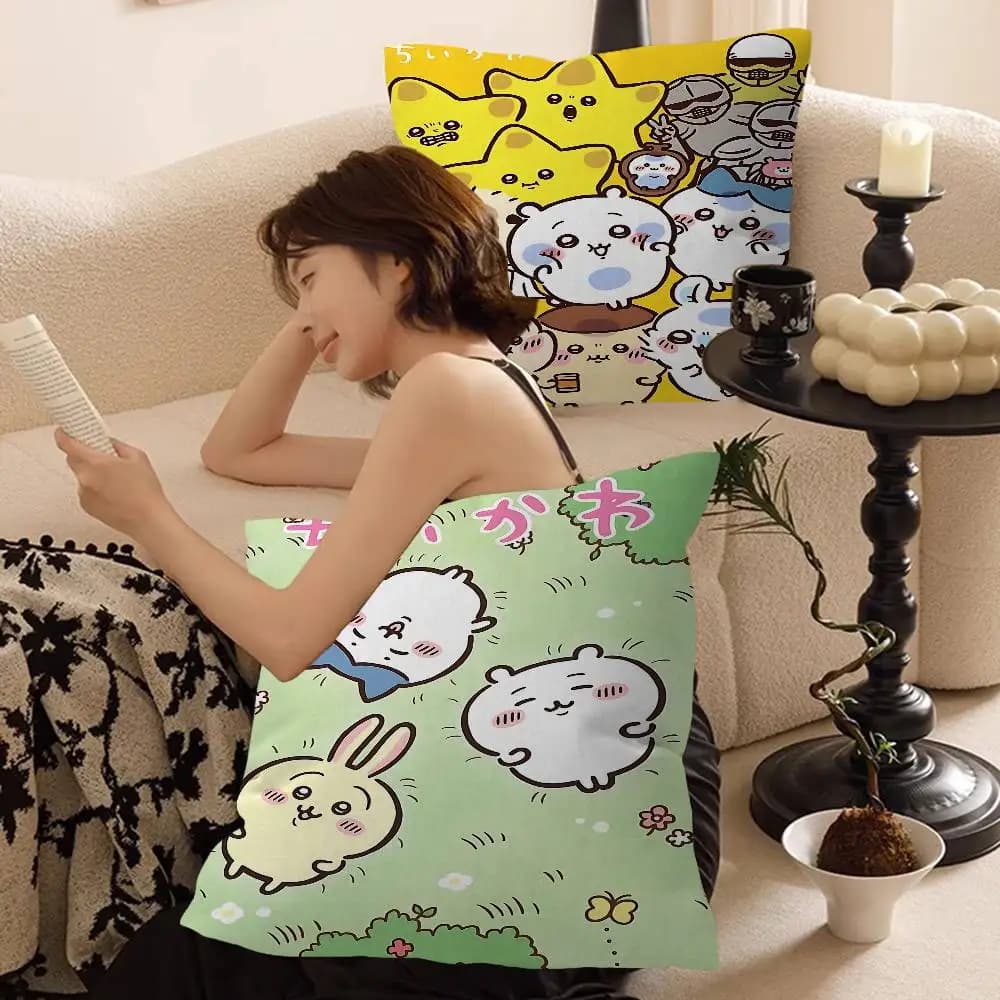 Kawaii C-Chiikawa 45*45cm Cushion Cover Pillow Cover Decor Pillowcase Home Pillowcase for Couch Pillow