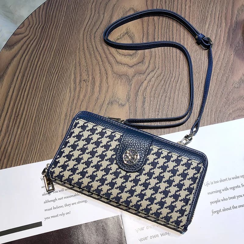 2025 Mini Genuine Leather Shoulder Crossbody Bag Houndstooth Embroidery Mini Women Handbags Purse For Ladies Clutch Bags