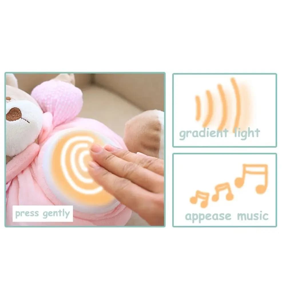 Musical Appease Bear Press Type Breathing Light Sleeping Comfort Bear Comfortable Interactive Breathing Stuffed Animal