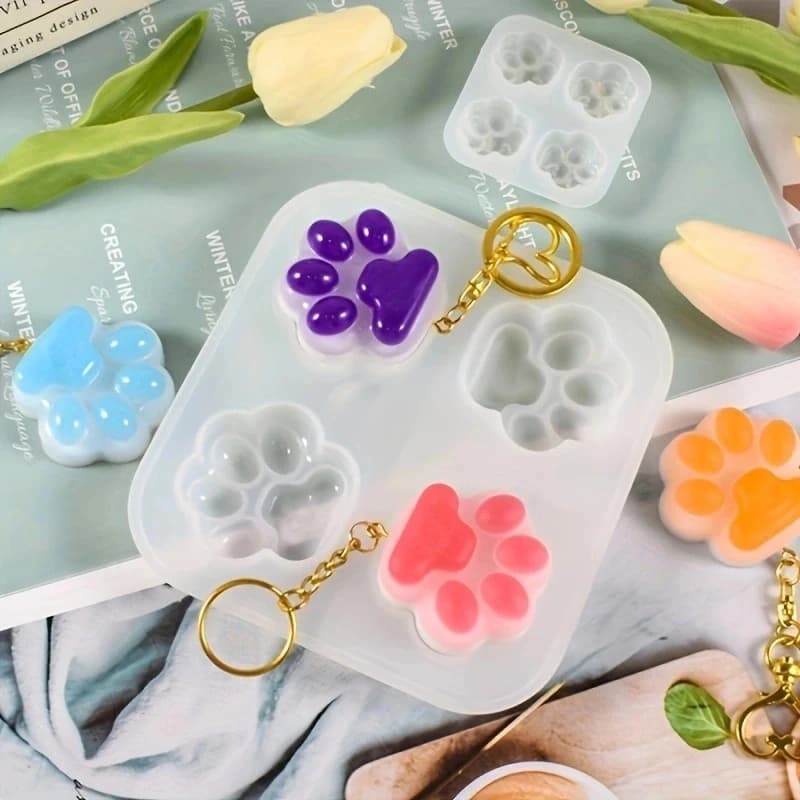 Gattino artiglio portachiavi stampo gatto piccolo cuore stampo in resina fai da te cristallo epossidica stampo in Silicone ciondolo creazione di gioielli stampo per colata