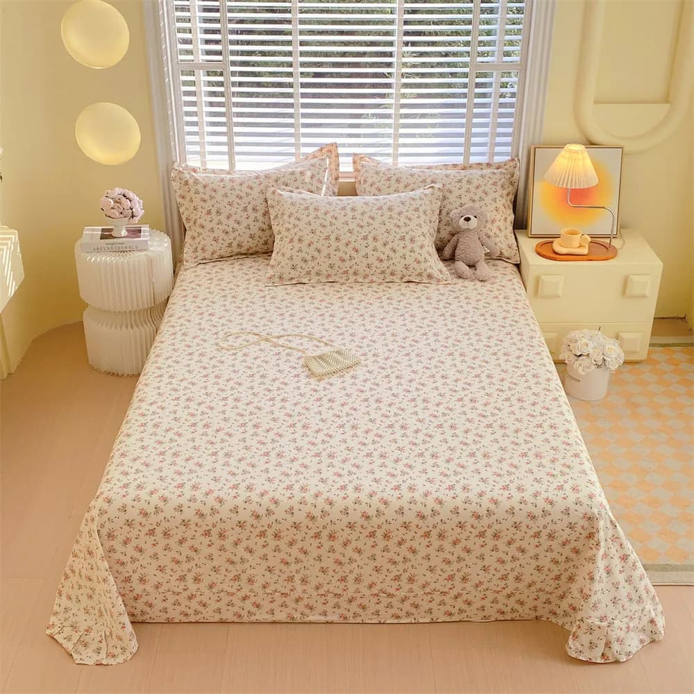 Lenzuolo piatto da letto in cotone 100% per letto matrimoniale Lenzuola piatte con fiori singoli/queen/king Lenzuola piatte morbide per la casa