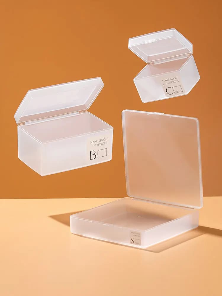 Scatola portaoggetti in plastica trasparente satinata Materiale PP Organizzatore per trucchi giapponese, porta carte e piccoli oggetti, contenitore ordinato da scrivania