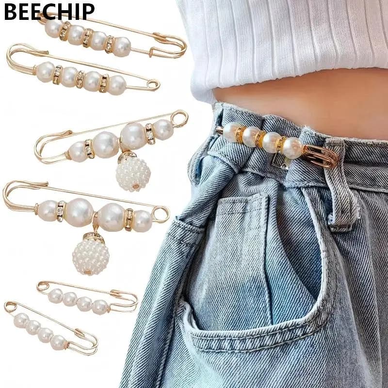 Set of 6 pieces Clips for Life Clips with Artificial Pearls for Trousers skirts waist skirts regulating shirts Spill sweater