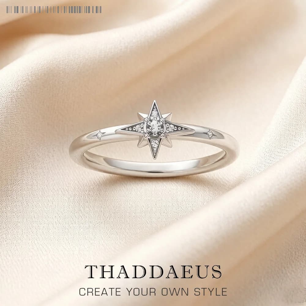 Anello a stella Fascinates stile europeo nuovissimo glamour gioiello raffinato per le donne regalo alla moda in argento sterling 925 primaverile