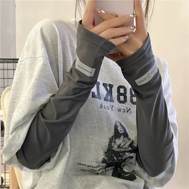 Manicotti Estivi Protettivi dal Sole Unisex con Logo Riflettente, Guanti Elastici per Guida e Protezione Solare all'Aperto