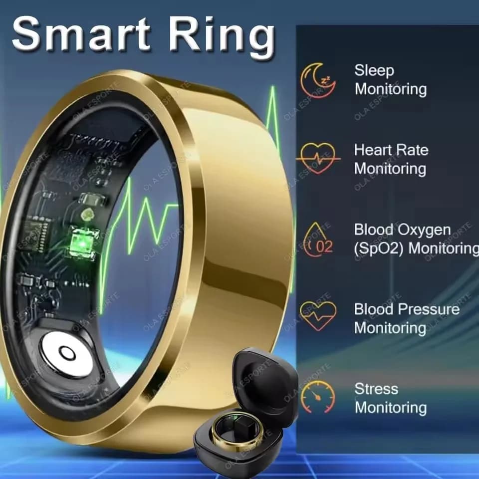 Smart Ring Blood Pressure Heart Rate Sleep Monitoring Smartring IP68 & 5ATM Waterproof Multi-sport Mode Smartring Man Women HT30
