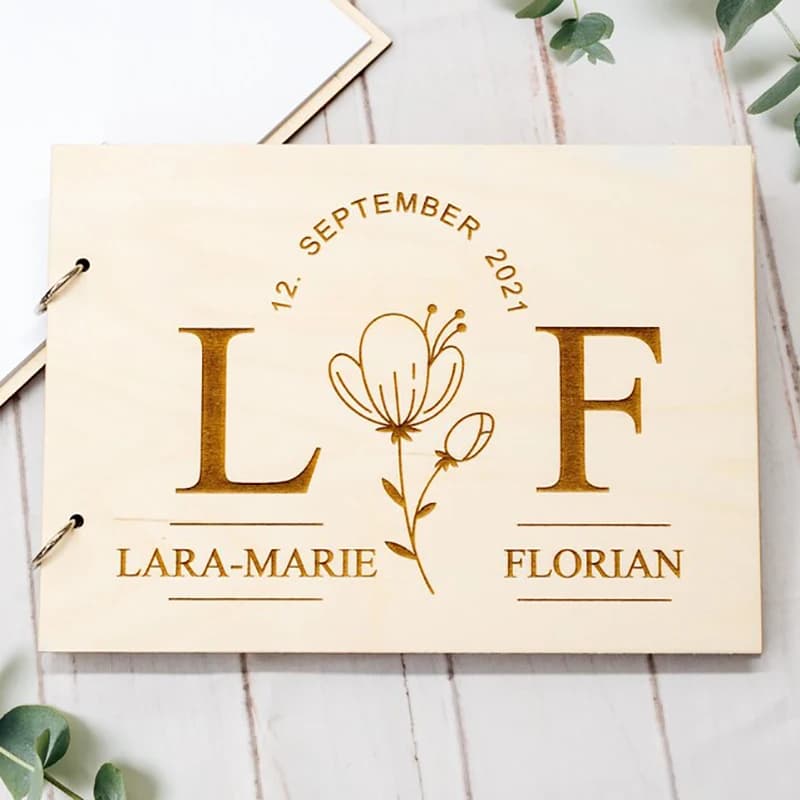 Custom wedding guest book, wooden cover, elegant book of memories for wedding, wedding decorations, wedding memories album engraved with laser