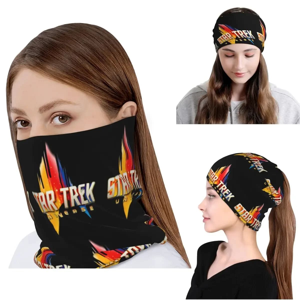 Star Treks Science Fiction TV Series Bandana Neck Gaiter Wrap Scarf Face Mask Beanies Hat for Men Women Adult Washable