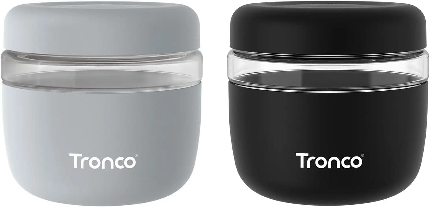Contenitori in Vetro Ermetici per Alimenti da 24 oz con Coperchi, Anti-Perdita per Preparazione Pasti, Adatti a Microonde e Lavastoviglie, Set da 2