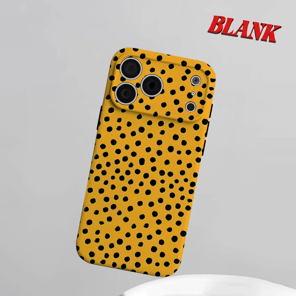 Custodia per telefono 2-in-1 a pois gialli per iPhone 17 16 15 14 13 Pro Max Air 16e INS, cover rigida in PC con bumper a fiori