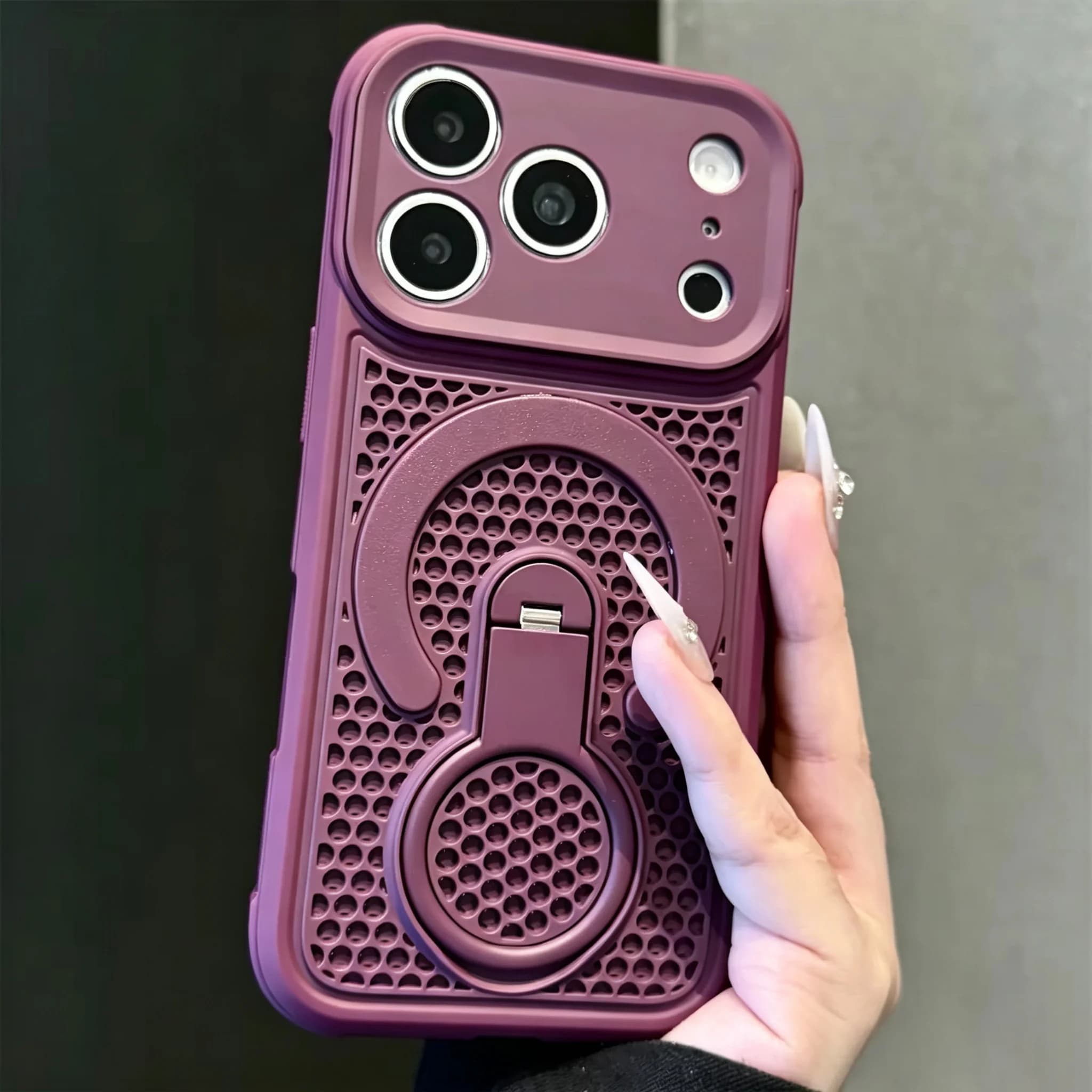 Magnetic 360°Rotating Grip Bracket Heat Dissipation Case For iPhone 18 Air 17 16 15 14 13 12 11 Pro Max Plus For Magsafe Cover