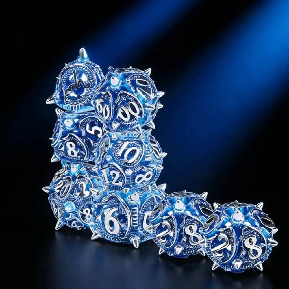 Set di Dadi Poliedrici in Metallo Cavo a Tema Drago per Dungeons and Dragons, Dadi da Gioco da Tavolo D6 D8 D10 D20 DND per Giochi di Ruolo
