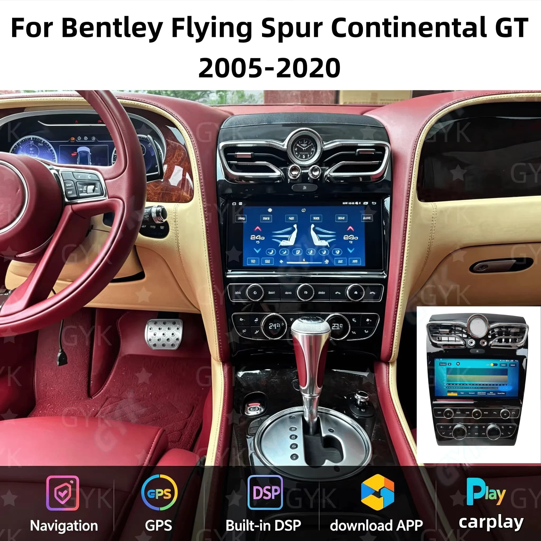 10.9 inch Multimedia Android Auto Head Unit For Bentley Flying Spur Continental GT 2005-2020 Radio Carplay Bluetooth TouchScreen