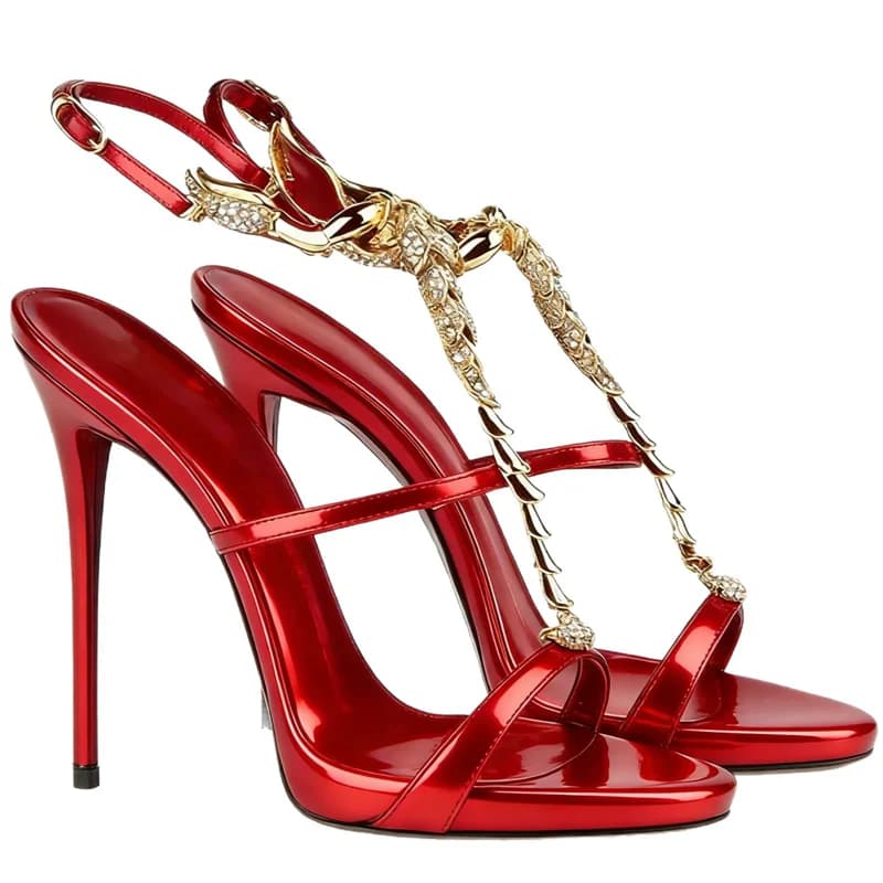 Summer new round toe open-toe leather one-character waterproof platform sandals banquet dress large size high-heeled women shoes